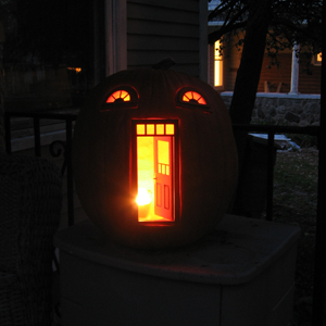 Urban Fairies, fairy doors, fairy door, Pumpkin, Jack-o-lantern, Halloween, fairy pumpkin cottage