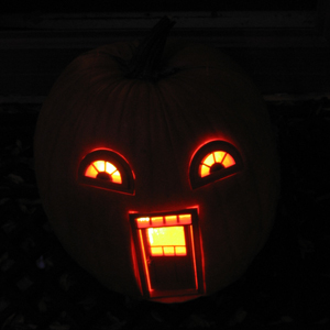 Urban Fairies, fairy doors, fairy door, Pumpkin, Jack-o-lantern, Halloween, fairy pumpkin cottage